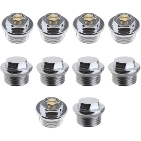 5pcs 1/2 Inch BSP Manual Radiator Air Bleed Valves and 5pcs Blanking Plugs with Thread Connection and O-Ring Seal (1/5)