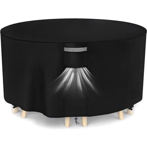 Outdoor Garden Furniture Cover with Ventilation, Waterproof, Windproof, UV-Resistant, 420D Oxford Fabric, Furniture Tarp, Protective Cover for Garden Table, Round (Ø102x71cm) - Black (1/5)