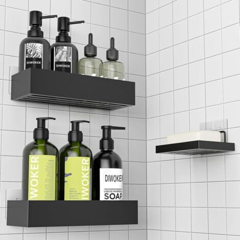 No-Drill Shower Shelf - 3-Piece Shower Shelf with Soap Dish, Bathroom Storage (1/5)