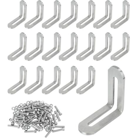 20 Pieces Metal Brackets 50 x 50 x 19mm Adjustable Stainless Steel Wall Mounting Brackets L-Shaped Metal Support for Fixing Wooden Furniture (1/5)