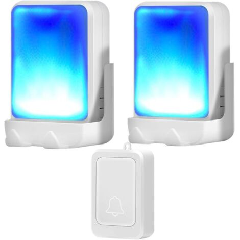 Flashing doorbell with 7 bright light colors and 4 volume levels - 182.9 m wireless doorbell - For home/office use - Suitable for the elderly and hearing impaired - 1 transmitter with 2 (1/5)
