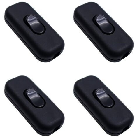 Pack of 4 in-line intermediate switches - 6 A - 250 V - Rocker switch - 2-wire and 3-wire - For small appliances, lamps, table lamps - Black (1/5)