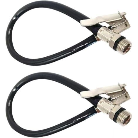 Tire Inflator Hose, Inflation Hose, Car Tire Inflation Hose, Inflator Nozzle, Tire Inflation Adapter with Flexible Rubber Hose Compatible with Bicycle, Motorcycle, Car, Truck, Pack of 2 (1/5)