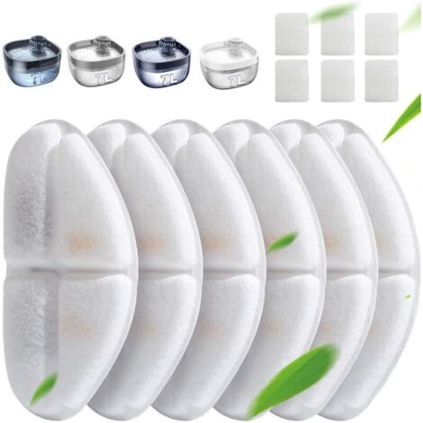 x Activated Carbon Filters + 6 x Sponges for Water Pump, Compatible with 7L Fountain for Dogs and Cats (FN-W05) Individually Packaged (1/5)