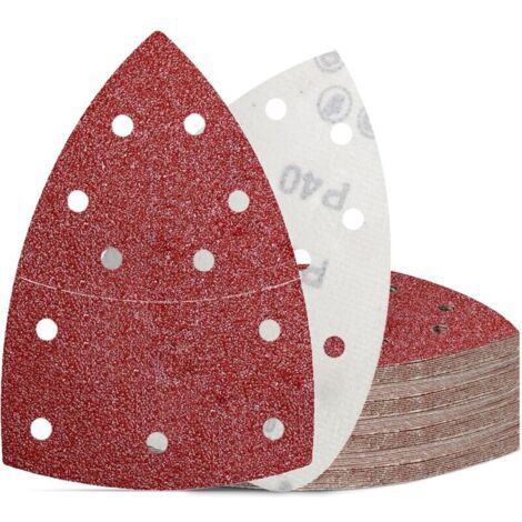 50 Pieces Sanding Discs for Sanders, Grit 40, Triangular Abrasive Discs with 11 Holes for Detail Sanders (1/5)