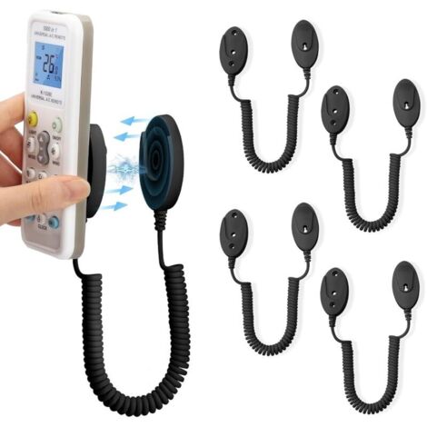 4-Pack Magnetic Remote Control Brackets with Spring Cords Adhesive Wall Mount, Anti-Lost, Quick Adsorption, Expandable Spring for Optimal Security. (Black 70 Inch, Pack of 4) (1/5)