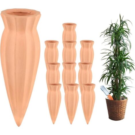 10 x Automatic Clay Watering Cone for Plants, Indoor Watering Bulbs Water Dispenser for Plants, Ollas Terracotta Watering Globe for Garden, Home, Outdoor (1/5)
