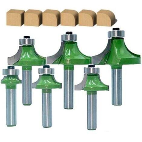 Set of 6 8mm Round Shank Router Bits, Rounded Corner Radius Router Bits (1/4)