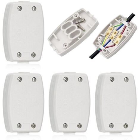 PCS Junction Box, 3-Pole Waterproof Junction Box, White Electrical Junction Box, Project Box for Indoor Lighting, Power Supply, Wiring (1/5)