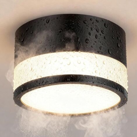 Surface-Mounted Outdoor Bathroom Spotlight, IP44 Waterproof, Black Cylinder LED Tube Ceiling Light for Hallway/Entrance, 12W Warm White, Surface Mounted Kitchen/Hallway Light, Ø10cm (1/5)