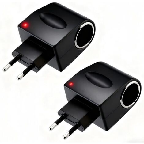 2-Piece Cigarette Lighter Adapter to AC Plug, 220V to 12V Converter, 220V to 12V AC to DC Cigarette Lighter Adapter, Car to Plug Adapter (1/5)