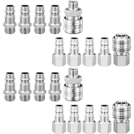 1/4" BSP Quick Connect Pneumatic Fitting, 20 Pieces, European Air Compressor Fitting, Compressor Fitting for Pneumatic Hose (1/5)