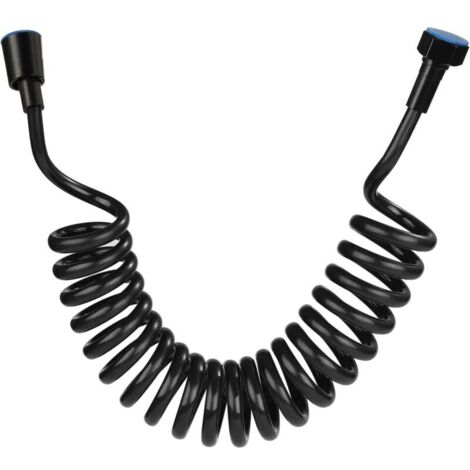 Shower hose, foam shower hose with copper cap, telescopic spring hose, retractable hose for hand shower, toilet and bidet (3M Black) (1/5)