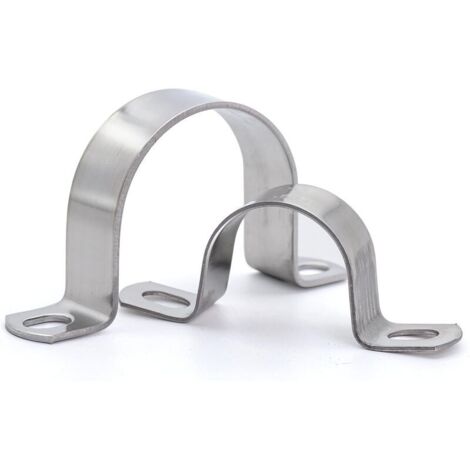 Heavy-Duty U-Shaped Hose Clamps Ø40 mm, Stainless Steel Fixing Clamps - Hose for Fixing/Securing Tubes - 10 Pieces (1/5)