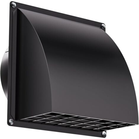 HG Power 100mm Ventilation Grille, External Ventilation Grille, Integrated Backflow Preventer, Removable Grille, for Dryers, Kitchens, Ventilation Systems, Ø 10 cm (15.5 x 15.5 cm), Black (1/5)