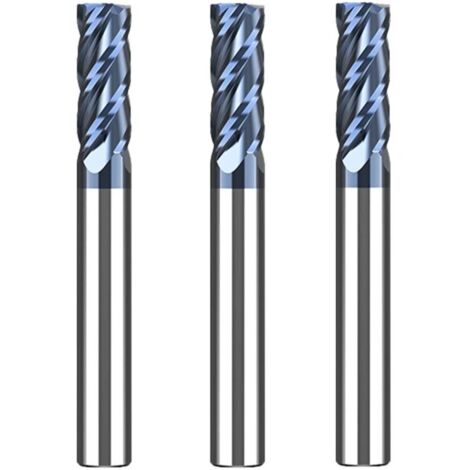 3-Piece 6mm Carbide End Mill Set, 4 Flutes, CNC Milling Cutter, AlTiN Black VHM for Metal, Wood, Acrylic, Plastic (1/5)
