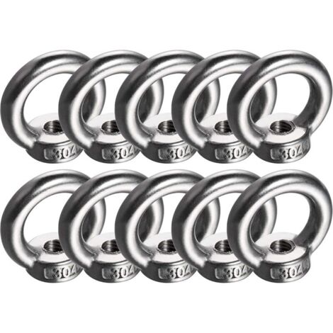 10 pc M8 Eye Mutter Transmitter Ring, 230kg Load Capacity, 304 Stainless Steel Polished Egg Mutter (1/5)