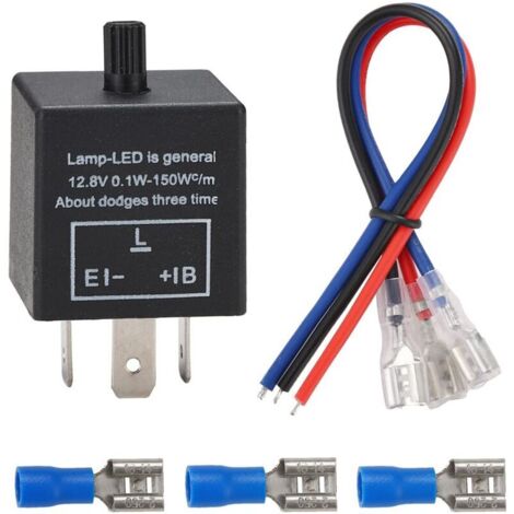 1 Piece LED Turn Signal Relay, 12V 3 Pin Adjustable LED Turn Signal Relay for Motorcycle/Car (1/5)
