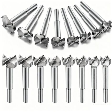 Forstner Bit Set for Wood, 16 Pieces, Tungsten Steel, 80 mm Length, Flat Bottom Bit, Wood Drill Bit with Centering Tip for Making Clean Flat Bottom Holes in Wood (1/5)
