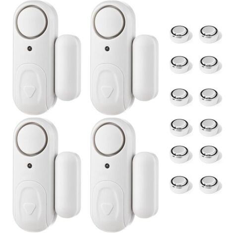 Door Alarm Door Opening Detector with Batteries, 4-Piece Door and Window Alarm Set, 100 dB Door Opening Detector, Window Alarm for Home, Hotel, Pool, Garage (1/5)