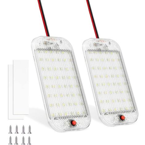 48 LED Car Interior, Super Bright White Light LED Bar DC12v-85V 800LM with On/Off Switch, Universal LED Ceiling Light for Camper Van/Truck/Boat/Van/Caravan (2 Pieces) (1/5)