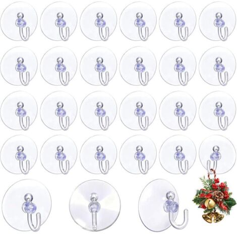 Transparent Suction Cup Hooks, 40 Pieces Small 40mm PVC Suction Cup Hooks, Round Suction Cups with Hooks for Bathroom, Kitchen/Home, Wall, Shower Towel, Window, Christmas Decoration (1/5)