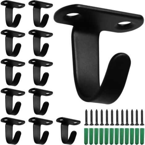 Sunature 12 Pieces Black Stainless Steel Ceiling Hooks, Towel Hooks, Ceiling Hanging Hooks for Bathroom and Kitchen Towels (1/5)