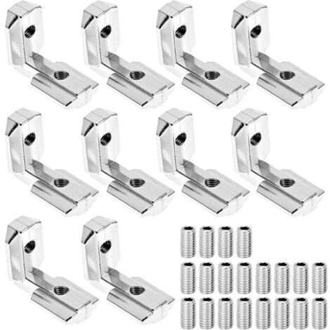 10 Pieces T-Slot Angle Brackets, with 20 Screws, for 4040 Aluminum Profile, 8 mm Slot, M6 (1/5)