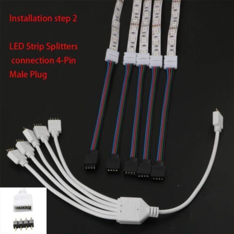 LED Strip Connector Y Splitter, 4-pin 1 to 5-port RGB LED Splitter for ...