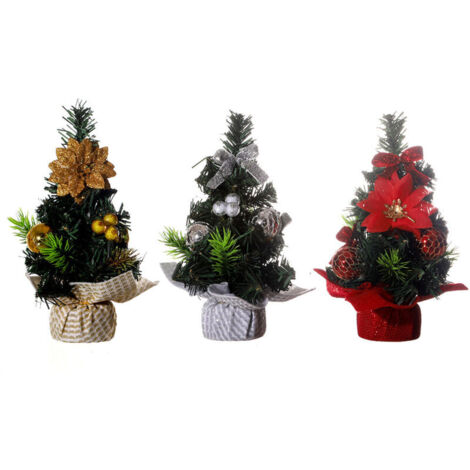 3-Piece Artificial Christmas Tree Set, 30cm Mini Christmas Tree, Tabletop Christmas Tree, Small Christmas Tree with Ornaments, Christmas Table Decoration for Christmas Party (1/5)