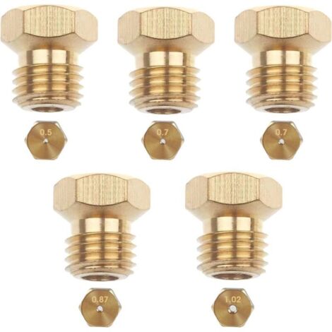 Pack of 5 Universal Butane Gas Sprinkler, Gas Injector Sprinkler Bottle Conversion Kit, LPG Bottle Sprinkler Burner for Gas Stove Propane Burner 1x0.5, 2x0.7, 1x0.87, 1x1.02