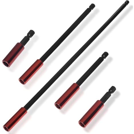 Set of 5 Magnetic Extensions for Hex Bits, 1/4 Inch Hex Bit Holder, 60/100/150/200/300mm, Magnetic Extension Compatible with Drills, Screwdrivers, Quick Change