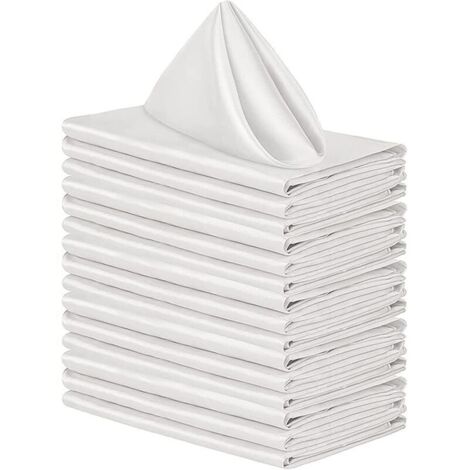 20x Cotton Napkins 48x48cm, Machine Washable Fabric Napkins, Soft Wedding Napkins, Square Satin Napkins - White (1/5)