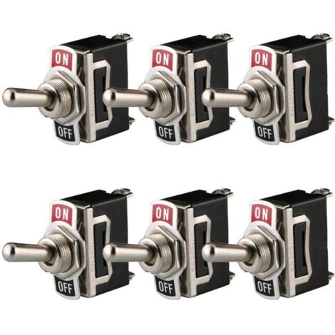12V-24V-48V-110V/10A, 220V-230V/6A SPST ON/OFF 2-Position 2-Pin Rocker Switch for Car Dashboard Light (6-Pack, Black) (1/5)