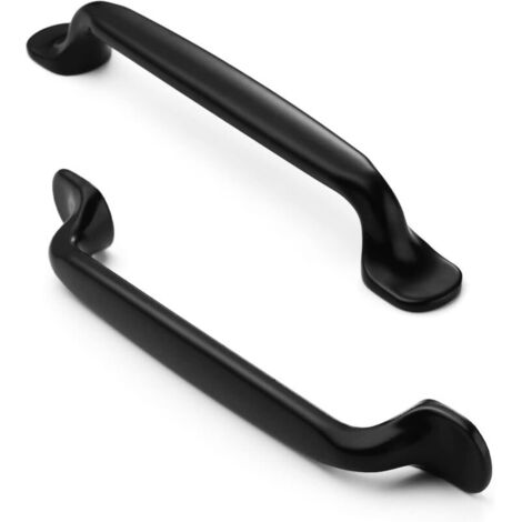 FURNIWARE Pack of 10 Vintage Furniture Handles - Matte Black - Hole Spacing: 128 mm - For Kitchen Cabinets and Wardrobes (1/5)