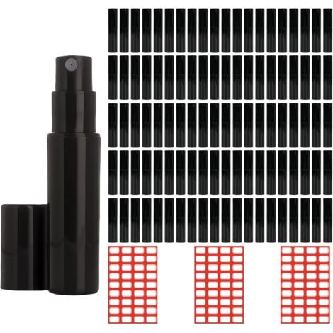 Pack of 100 refillable 2ml perfume atomizers, mini perfume spray bottles, travel perfume atomizers with funnel, pipettes, press head and