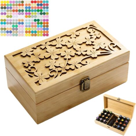 25-hole storage box for essential oils, portable wooden box, can hold 5/10/15 ml essential oil bottles, nail polish storage box (1/5)