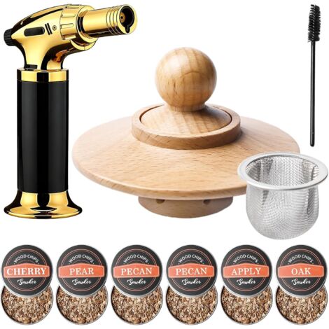 Cocktail smoker kit, whiskey smoker kit with light, 6 wood chips and cleaning tools, trendy whiskey smoker kit, cocktail accessories, gift for father, husband and enthusiasts (1/5)