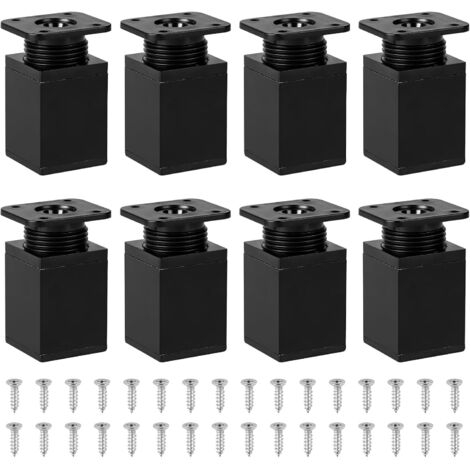 Set of 8 adjustable furniture legs 40 x 40 x 60 mm - Square feet for metal and plastic furniture - Height-adjustable metal feet - Cabinet legs - Table legs - Extension (1/5)