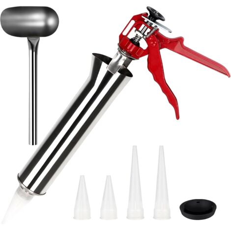 Stainless Steel Cement Caulking Gun, Professional Mortar Grout Gun, Mortar Applicator Gun, Concrete Joint Pump, Cement Syringe with Accessories