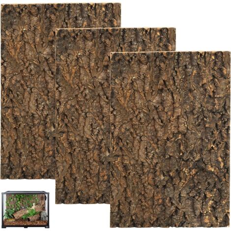 Set of 3 cork bark back panels for terrariums, natural cork bark decoration, 20 x 30 cm, climbing mat for reptiles, geckos, bearded dragons and tortoises