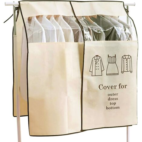 Clothes Rail Protector Cover 120 x 120cm Beige Dustproof Cover Universal Garment Cover for Clothes Rail (1/5)