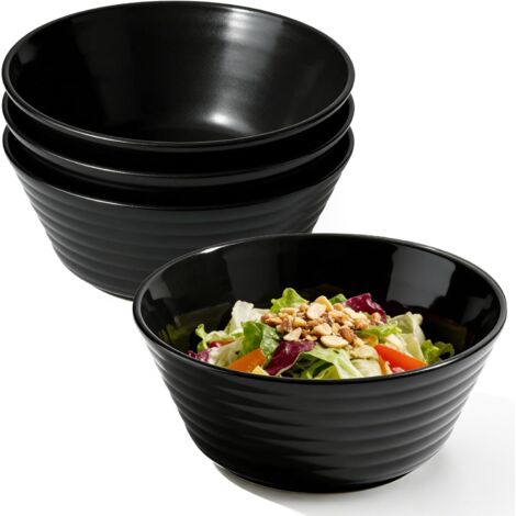 Set of 4 large reusable plastic cereal bowls/salad bowls for soup, cereal, ramen, salad, microwave and dishwasher safe, suitable for children and adults (1/5)