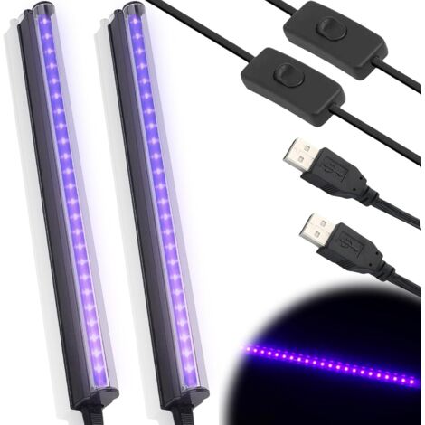 LED black light, 2-pack of UV black light bars, 5W 28cm USB black light bar, black light tube with plug and switch (1/5)