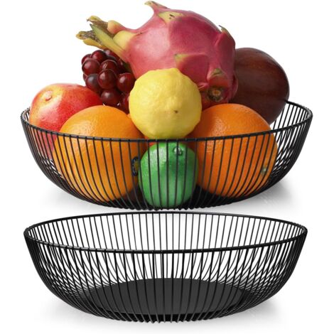 2PCS Wire Fruit Basket, Metal Fruit Basket, Modern Decorative Fruit Bowl, Food Snack Basket, Storage Basket for Fruits, Vegetables, Bread 28 x 14.5 x 7 cm (1/5)