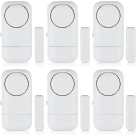 Wireless Door Alarms, 120 dB, Anti-Theft Alarm Sensor with Magnetic Contact, Wireless Security Alarm System for Home, Apartment, Hotel, Office, Garage (6-Piece Set) (1/5)