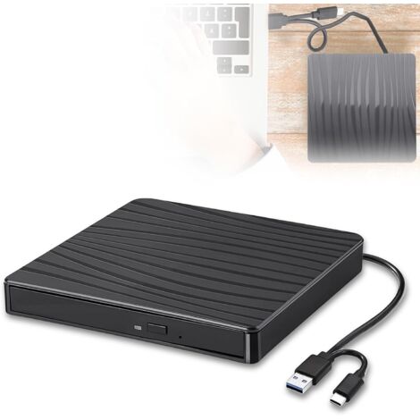 External DVD drive, USB 3.0 and Type-C portable CD/DVD drive +/-RW ROM for laptop and desktop PC, burner compatible with Windows XP/2003/Vista/7/8/10/11 operating systems (1/5)