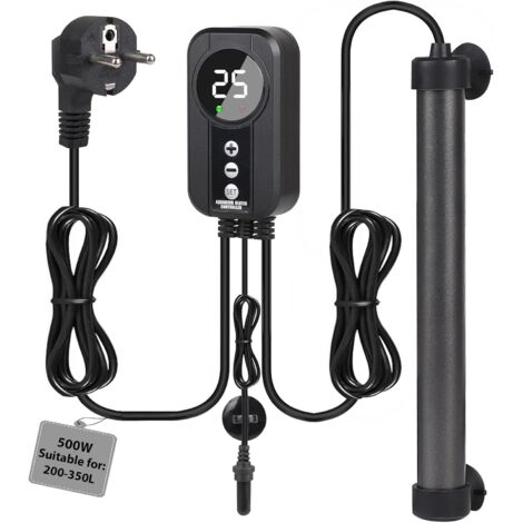 500W Aquarium Heater, Titanium Submersible Aquarium Heater with LED Display Controller and Adjustable Temperature Sensor, Suitable for 200-350L Aquariums, Fish Heater (1/5)