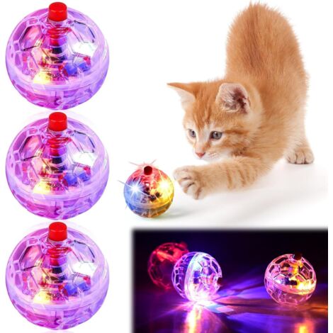 Ghost Hunt Cat Toy Set of 3 Moving Balls: Cat ball with LED light, flashing cat ball, moving balls, pet toys, toy