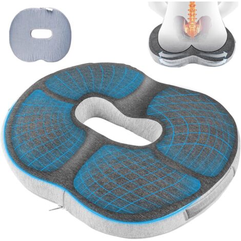 Orthopedic anti-bedsore chair cushion - For office chair - Ergonomic relief for the coccyx, hemorrhoids, hips, and tailbone - For sofa, desk, car, wheelchair - Dark gray + (1/5)